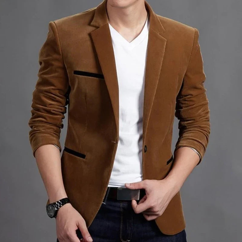 Men's Slim Fit Korean Style Blazer Autumn Winter Formal Suit Jacket Trendy Youth Business Casual Top
