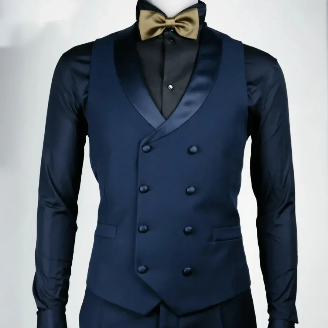Men's Double Breasted Formal Vest – Classic Gray Waistcoat for Weddings & Business