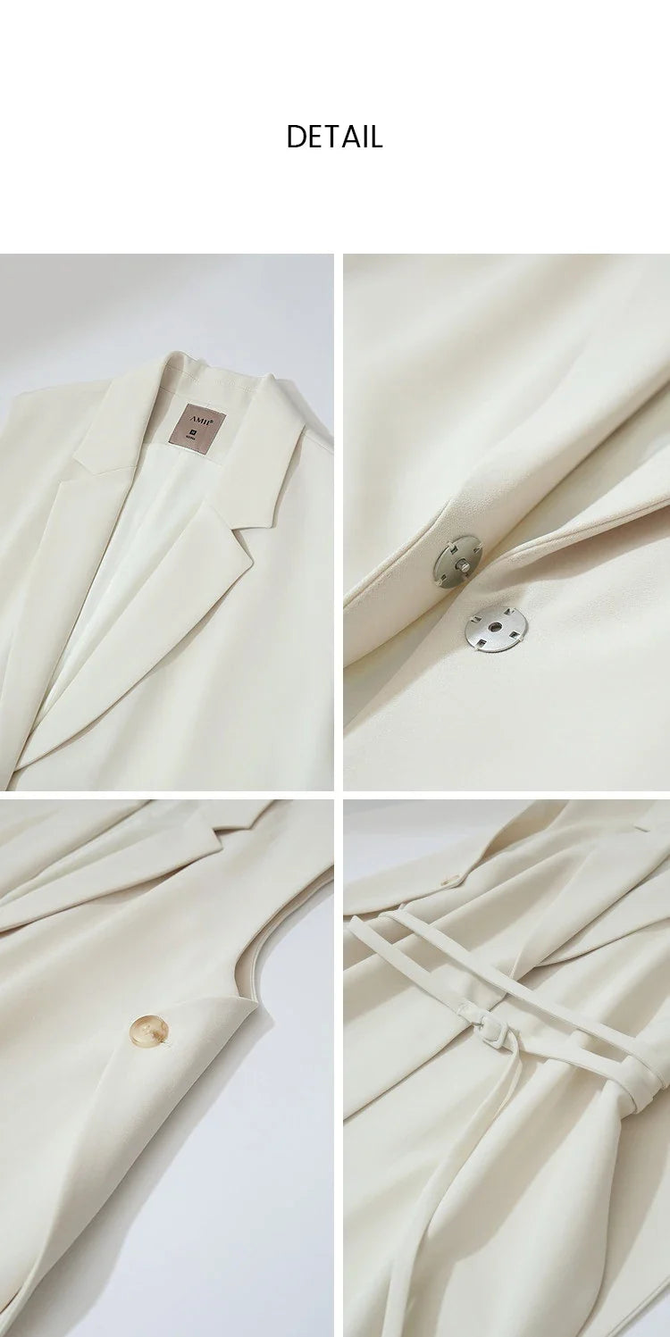 Women Lapel Collar Vest Jacket Loose Long Draped Construction Minimalist Commuter Coats Woman Autumn Outfit 2026 12623085