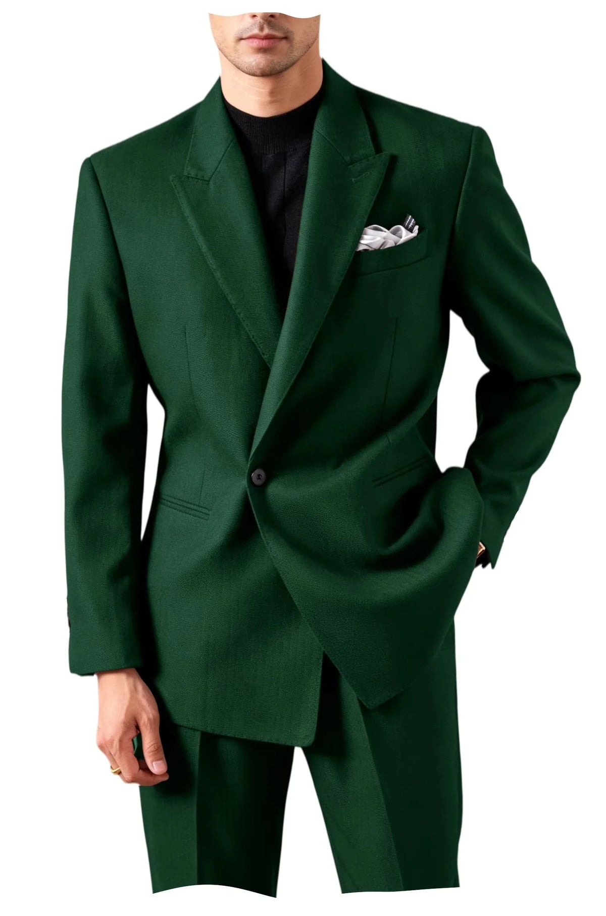 Ensemble de costume pour homme - Veste de smoking ajustée à un bouton et revers pointu - 2 pièces : blazer et pantalon - Décontracté, affaires, mariage, formel