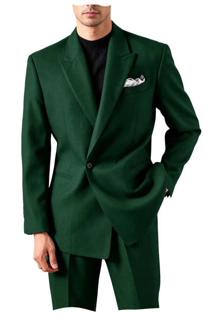 Ensemble de costume pour homme - Veste de smoking ajustée à un bouton et revers pointu - 2 pièces : blazer et pantalon - Décontracté, affaires, mariage, formel