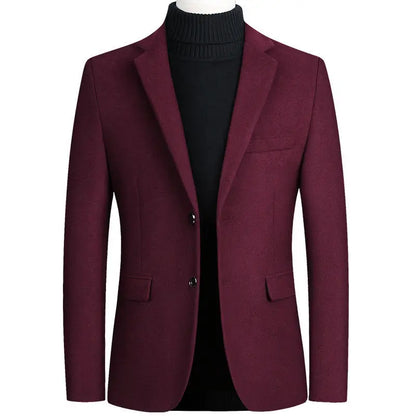 New Men's Wool Blazers Male Suit Jacket Oversized Solid Business Casual Winter Jacket Men Clothing Wedding Suit Coat 4XL
