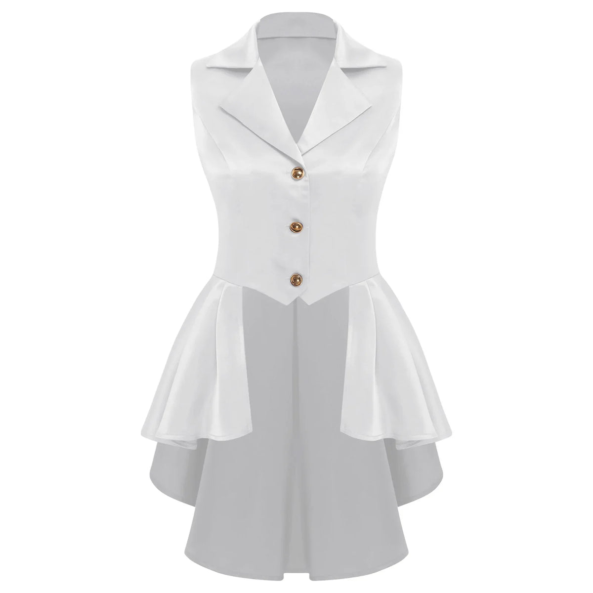 Women Sleeveless Vests Steampunk Victorian Costumes Waistcoat Jacket Top Turn-Down Collar Tuxedo Tank Top Cosplay Gothic Outfit