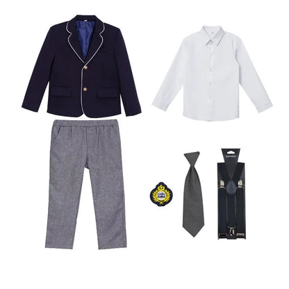 Kids School Uniforms Girls British Japanese Navy Jacket Suit Dress Boys Blazer Formal Outfits Chidren Student Clothes Class Sets