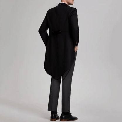 Men Suit 3 Pieces Black With Lapel Tuxedo Set For Wedding Birthday Party Prom Banquet Business Jacket Vest Pants