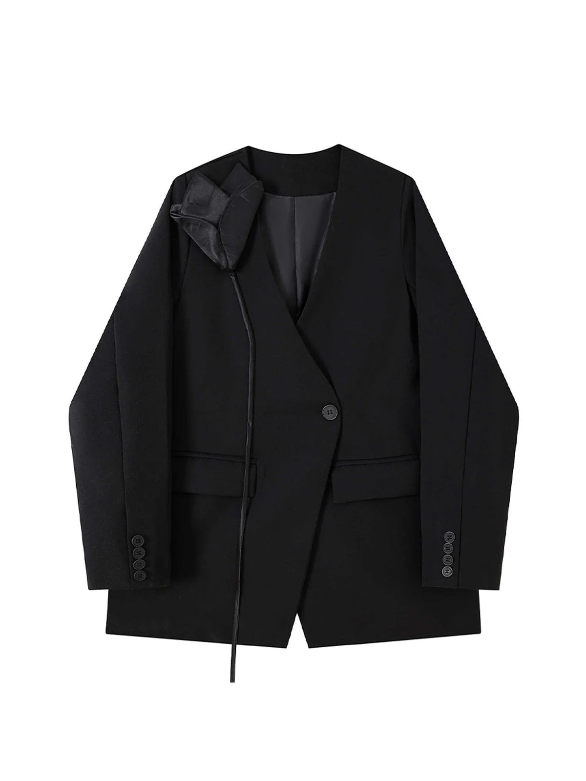 Women Black Gothic Blazer Jacket Vintage Long Sleeve Outerwear 3D Floral Casual Suit Coat Harajuku Y2k Emo 2000s Clothes Autumn