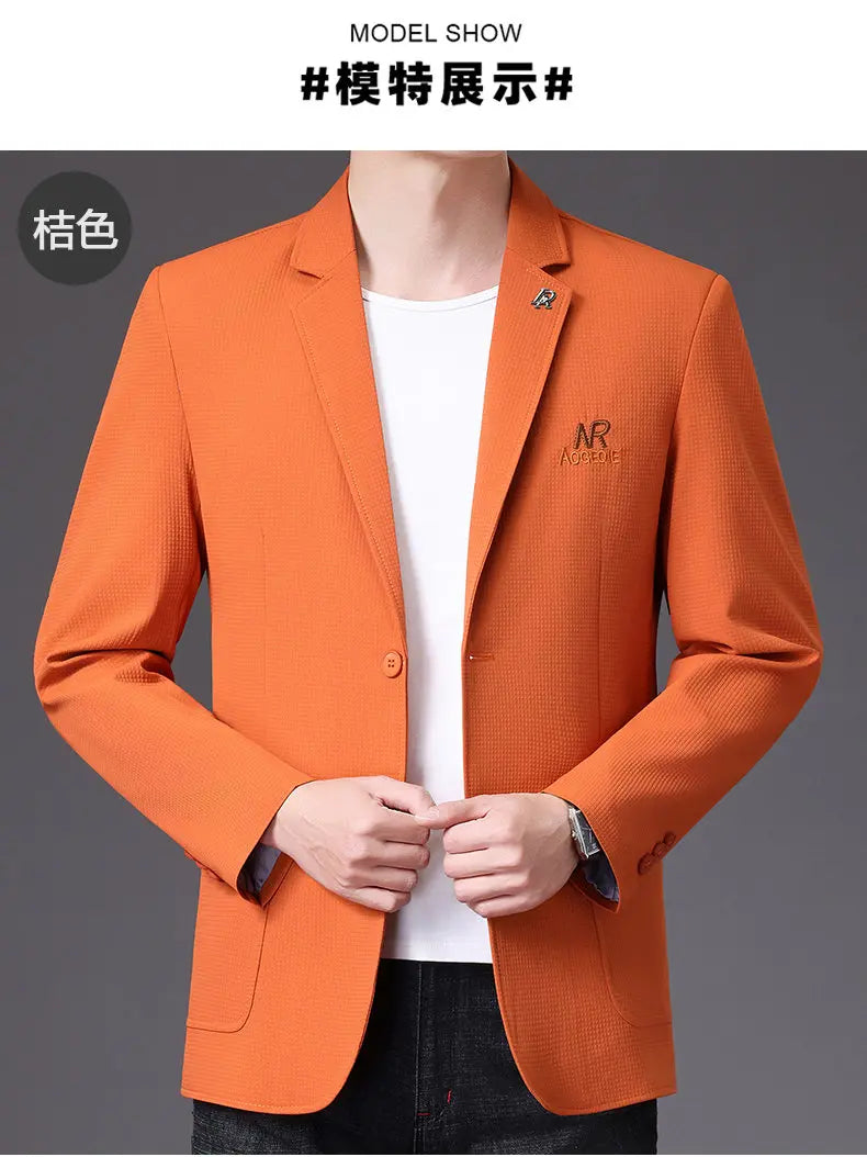 Blazer Men's Fashion Business Outdoor Travel Youth Campus Wedding Versatile Host Shaping Casual Korean Style Thin Style Blazer