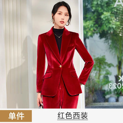 High-end Velvet Suit for Women2024Autumn Winter New High-end Professional Fashionable Elegant Capable Suit