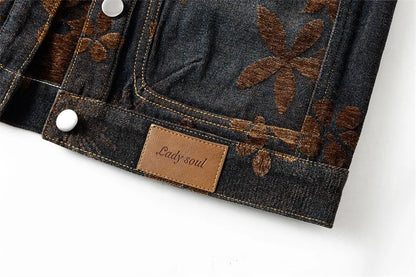 Spring Female Fashion Large Pocket Denim Vest Coat Retro Ladies Flocking Sleeveless Outwear Autumn Women Casual Waistcoat Jacket