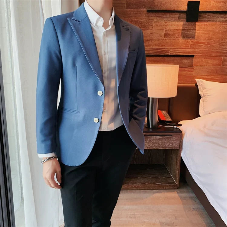 2022 Classic Green Blue Jacket Uniform Groom Tuxedos Mens Wedding Suits Peaked Lapel Man Business Blazer Groomsmen Prom Dress