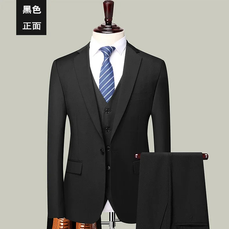 Men's Solid Color Formal Suit for Business, Banquet, and Wedding
