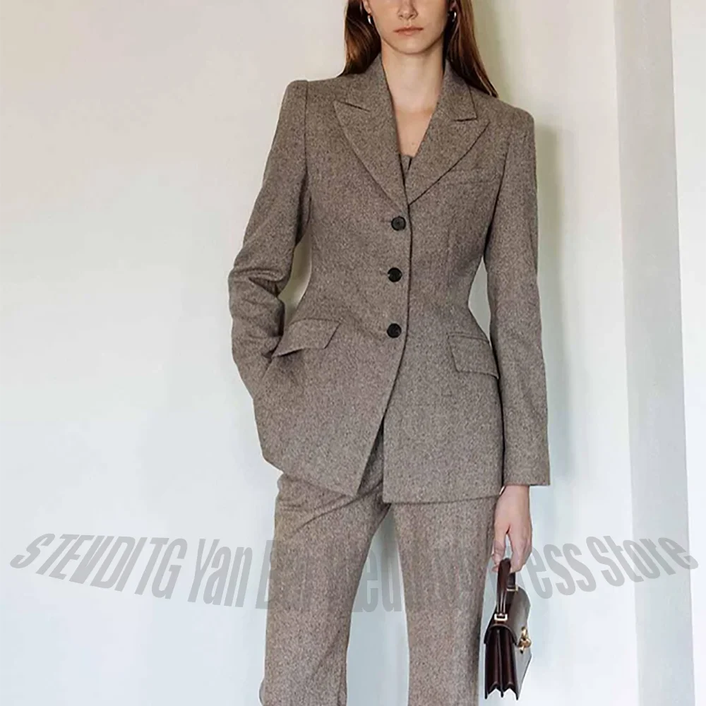 Customized Women's Suit Two Pieces Peaked Lapel Classic Outfit Single Breasted Sophisticated High Quality Two Pieces Set