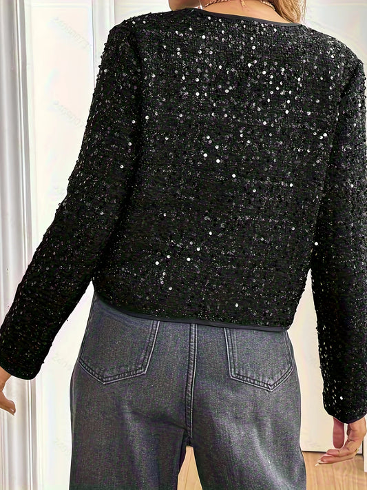 Gold Button Fashion Sequin Short Blazer