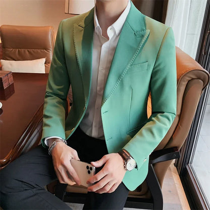 2022 Classic Green Blue Jacket Uniform Groom Tuxedos Mens Wedding Suits Peaked Lapel Man Business Blazer Groomsmen Prom Dress