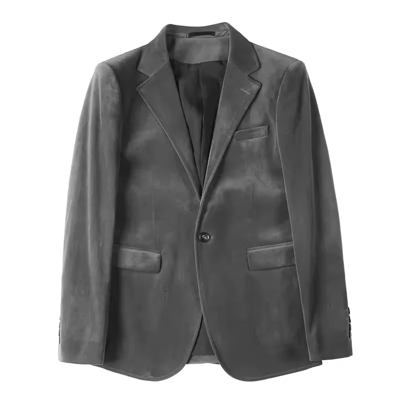 Men's Wool Blazer Single Breasted Smart Casual Solid Color Autumn Winter
