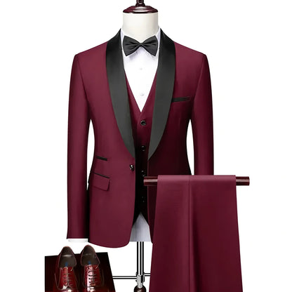 Ensemble costume homme 3 pièces : veste, gilet et pantalon / Affaires, marié, mariage, robe formelle, blazer, pantalon, gilet