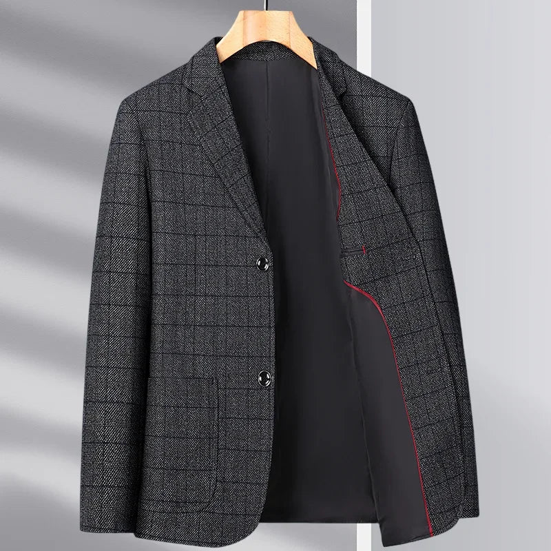 Blazer Men Business Gentleman Wedding Fashionable Checkered Best Gentlemanly Slimming and Casual Middle-aged and Elderly Blazer
