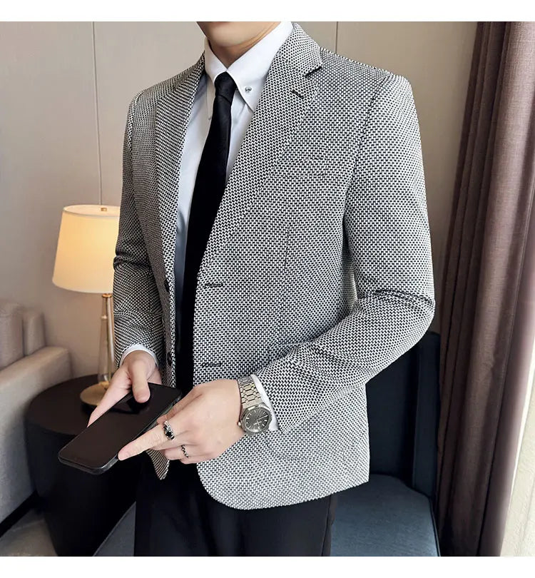 New Lmitation Linen Woven Slim Fit Suit Jacket Men Fashion Casual Business Blazers Wedding Social Party Dress Coats 4XL-M