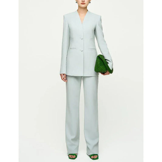 Elegant Solid Color Women Pants Set High-end Single Breasted Female Two Pieces(Blazer+Trousers)ropa de mujer ofertas