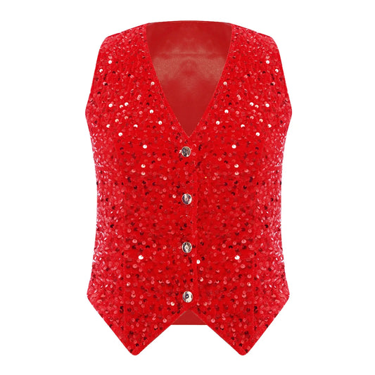 Women's Waistcoat Club Disco Music Festival V-neck Sequins Vests Fashion Woman Sleeveless Vest Tops Lady Nightclub Outfit