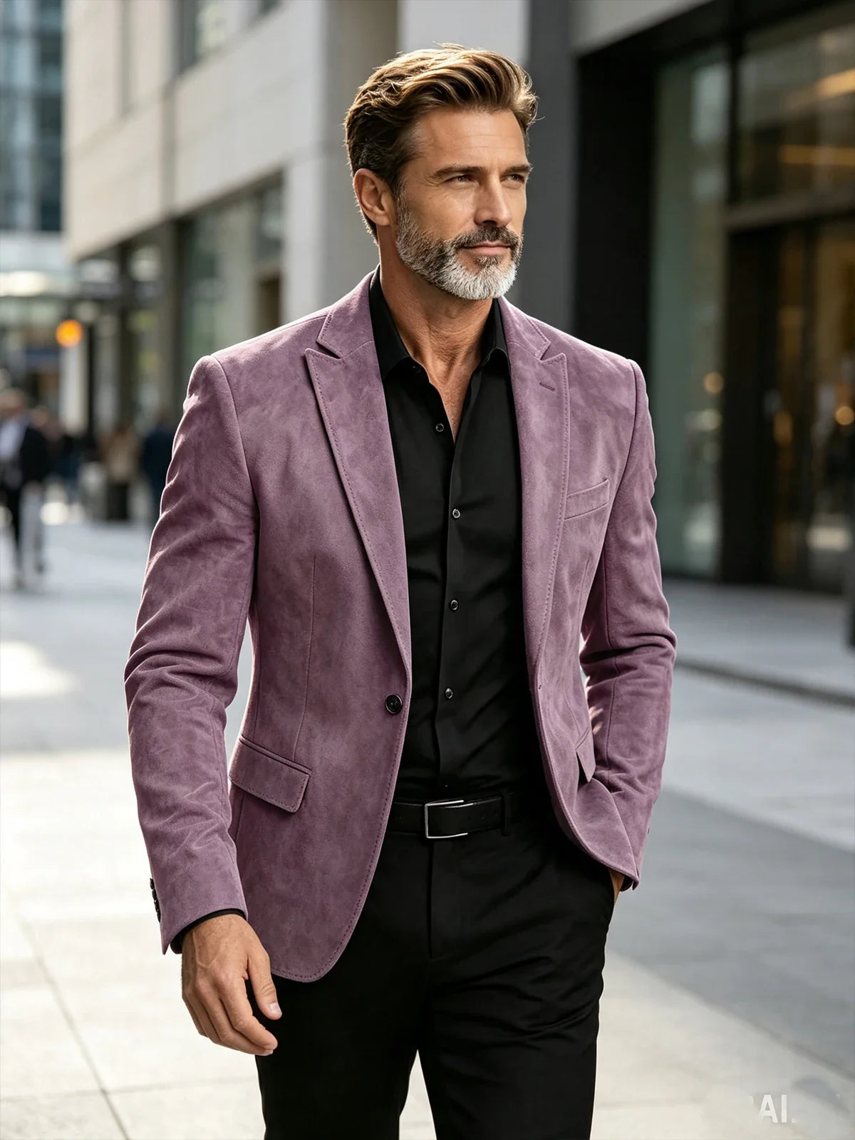 Luxury Men's Suede Blazer Notched Lapel Casual Business Sport Coat Slim Fit Gentleman Formal Wedding Office Suit Jacket Autumn