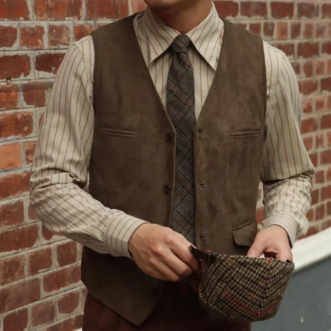 Men Vest Single Button Velvet Waistcoat for Wedding Banquet and Business Formal