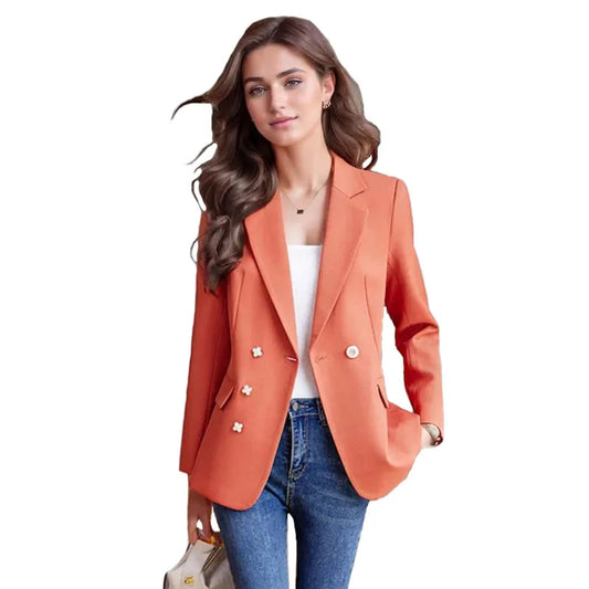 2024 Fashion Women's Blazers Autumn New Coats Jackets Long Sleeve Single Button Casual Outerwears Female Clothing Coat