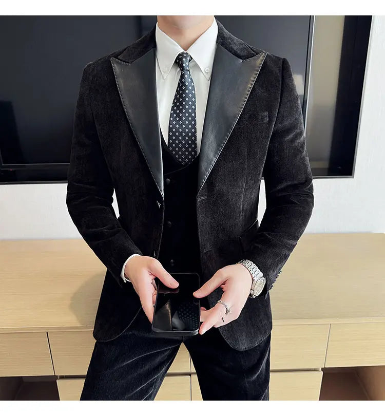 Men's Slim Fit 3-Piece Suit – Smart Casual & Wedding Formal Set