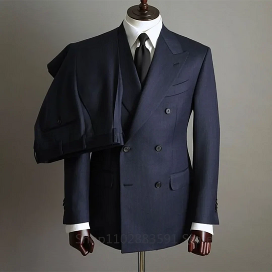 2 Pièces Homme Costume de Blazer Tendance Double Boutonnage Revers Pointu Formel Fête Mariage Marié Smoking (Veste+Pantalon)