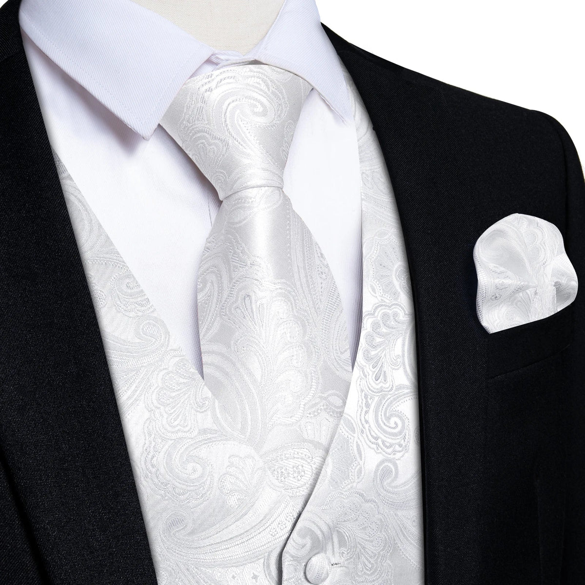 Men's Paisley Suit Vest with Tie and Handkerchief Set for Wedding and Prom