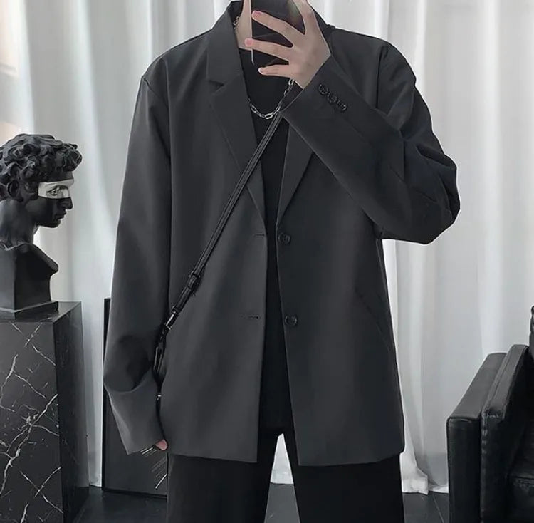 Men Korean Style Casual Blazer 2026 Spring Autumn Wrinkle Free Trendy Ins Couple Jacket Fashion Suit Coat