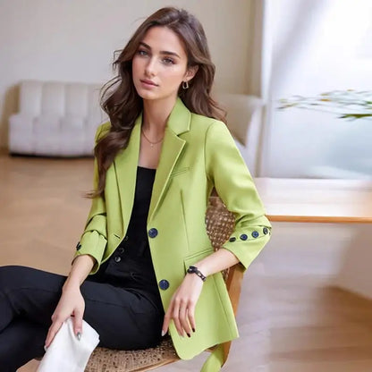 2024 New Suit Coat Women's Korean Style Slim Single Breasted Blazers Office Female Temperament Blazers Jacket Outwear Tops