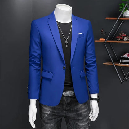 15 Color Fashion Mens Suit Jacket High Quality Slim Fit Solid Color Casual Business Mens Blazers Formal Office Wedding Suit Tops