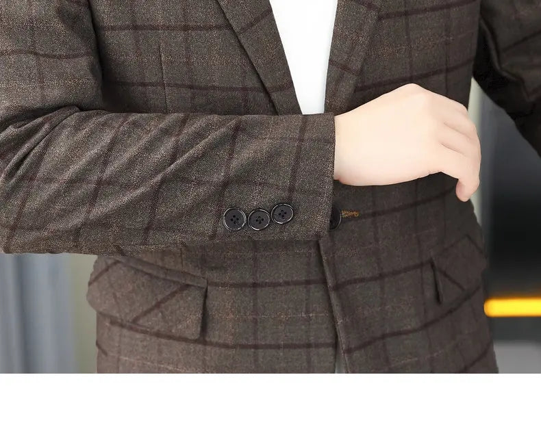 2026 Blazer Outdoor Men's Checked Fashion Business Trend Wedding Slimming Gentleman Casual Korean Travel High Formal Wear Blazer