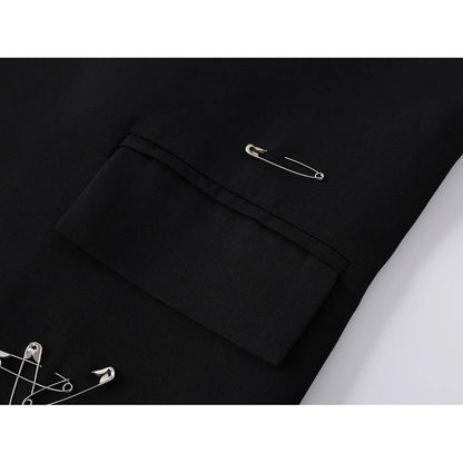 Women Black Gothic Emo Blazer Jacket Vintage Single Breasted Long Sleeve Outerwear Y2k 2000s Chic Fashion Suit Coat Autumn 2025