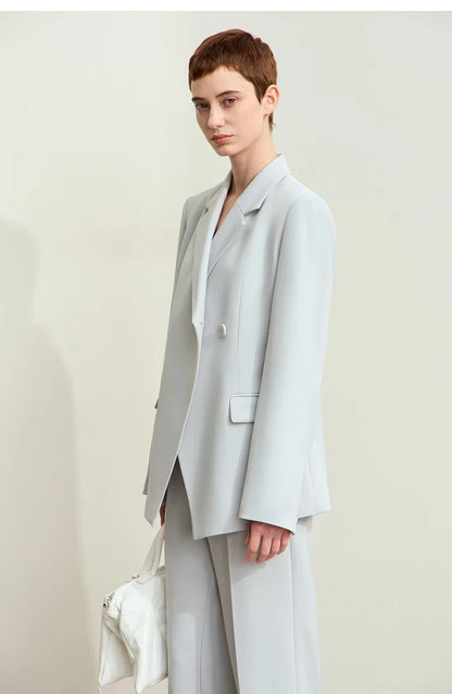 Minimalism 2024 Autumn New Blazers Women Notched Basic Quality Fashion Long Professional Jacket Women's Clothing 12443051