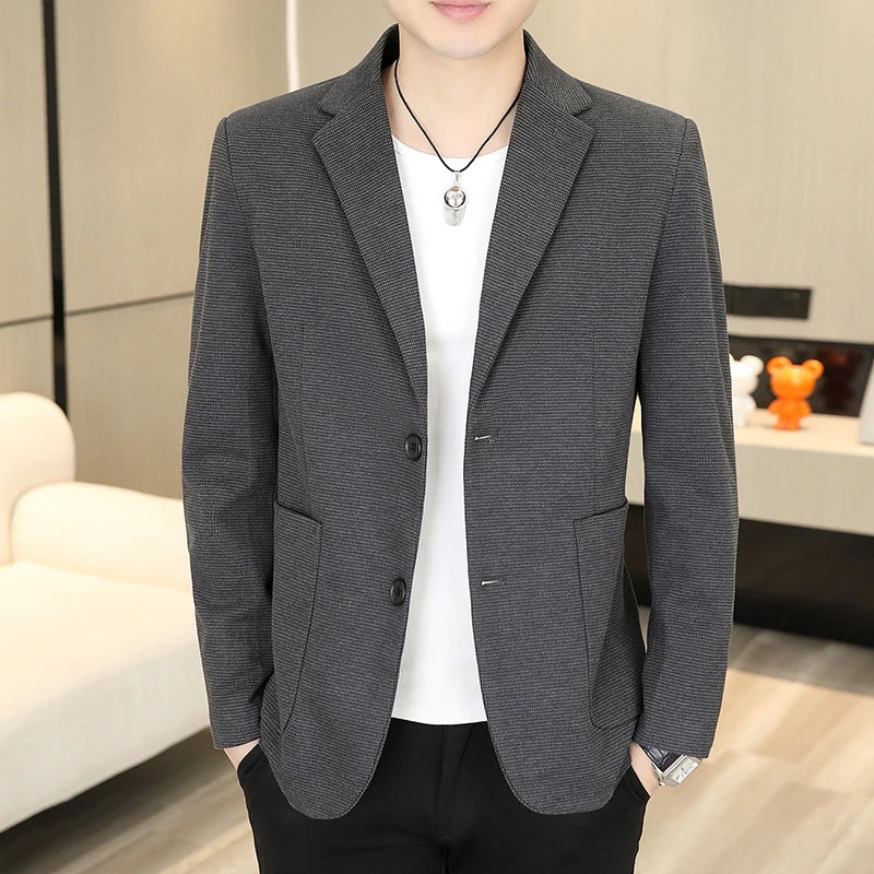Blazer Men Business Gentleman Leisure Korean Wedding Fashion Trend, Slimming, Versatile, High-end Casual, High-end Woolen Blazer