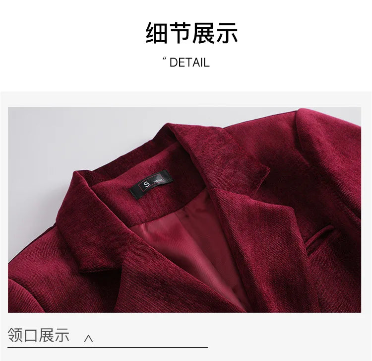 Pleuche Women Suits Office Sets 2024 Autumn New Fashion Notched Double Breasted Blazers Vintage Casual Wide Leg Pants Suits