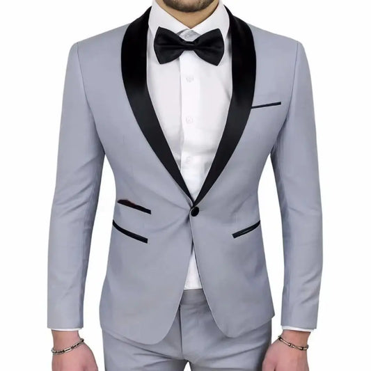 Light Gray 2-Piece Tailor-Made Men's Wedding Suits Terno Masculino Groomsmen Groom Tuxedos for Prom Jacket And Pants Set