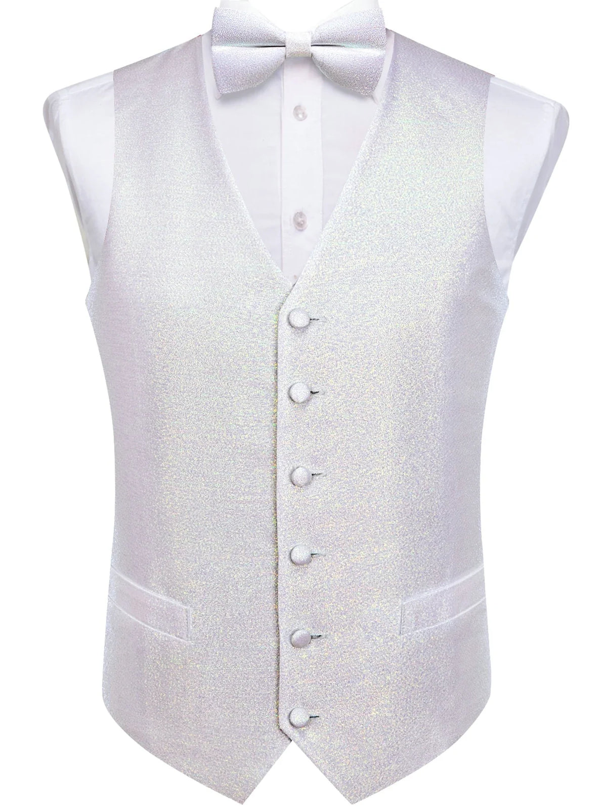 Men's Glitter Vest and Bow Tie Set – Slim Fit Formal Waistcoat for Weddings, Prom and Evening Occasions