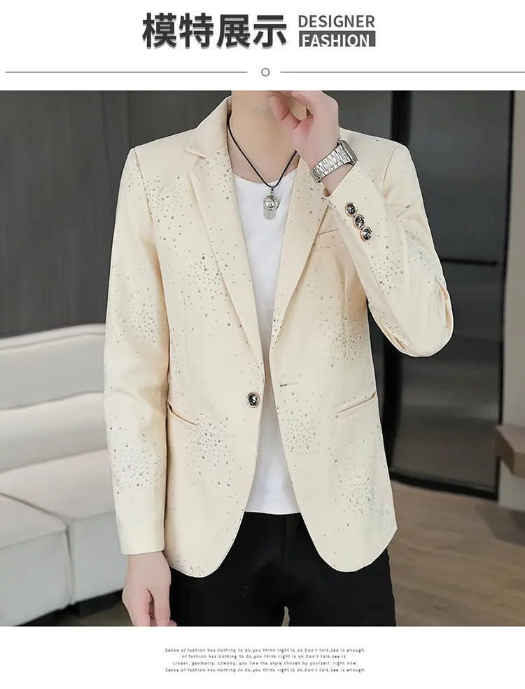 Blazer Men's Sequined High-end Hot Diamond Style Business Outdoor Travel Wedding Youth Slimming Casual High Formal Wear Blazer