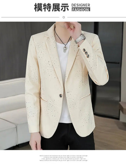 Blazer Men's Sequined High-end Hot Diamond Style Business Outdoor Travel Wedding Youth Slimming Casual High Formal Wear Blazer