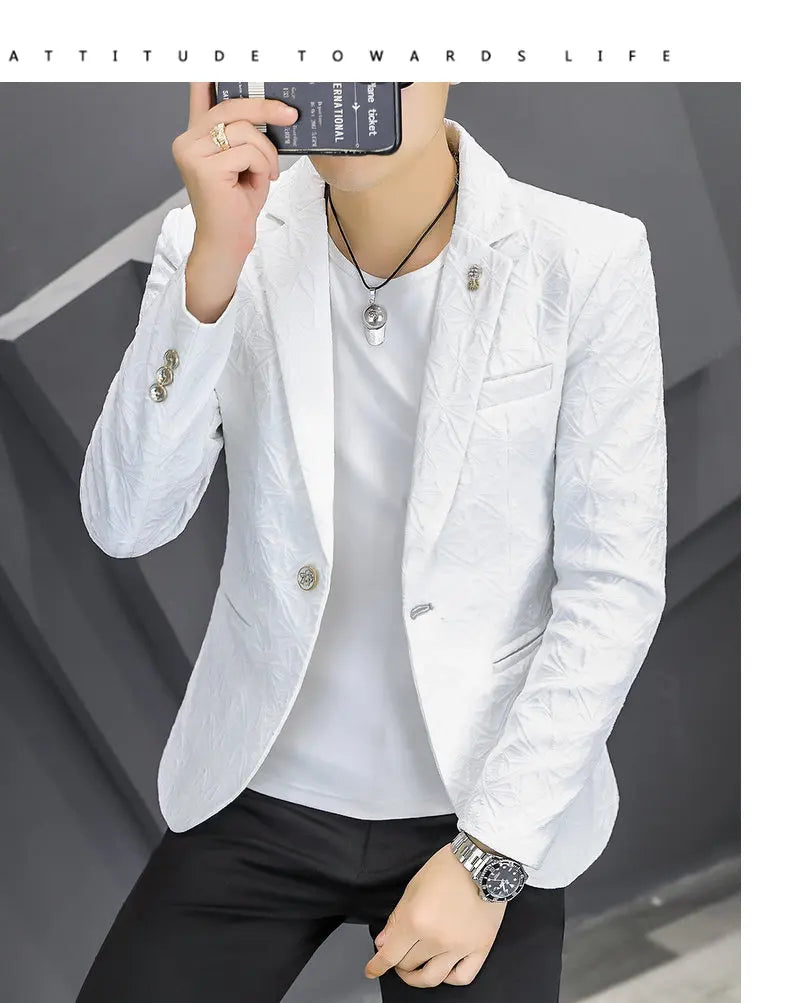 Blazer Men's Fashion Outdoor Travel Gentleman Wedding Slimming Business Versatile Trendy Casual Korean-style Formal Wear Blazer