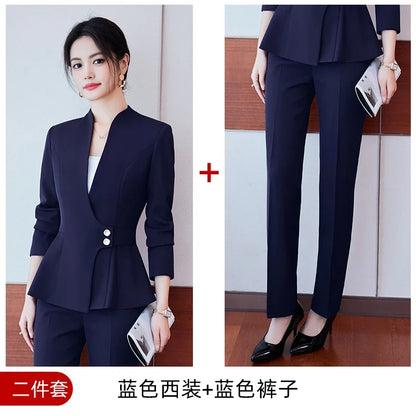 Long-Sleeved Suit for Women, Elegant Jacket and Trousers, Business and Work Uniform, Office Ladies, Special Fashion, 2025