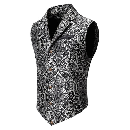 Men's Suit Vest Jacquard Smart Casual Single Breasted Slim Fit Waistcoat