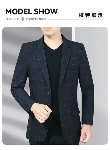 Blazer Men's Business Gentleman Wedding Fashionable Solid Color Best Man, Slimming and Casual Middle-aged and Elderly Blazer