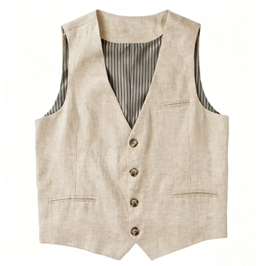 Men's Herringbone Microfiber Vest – Single Breasted Dress Waistcoat for All Seasons