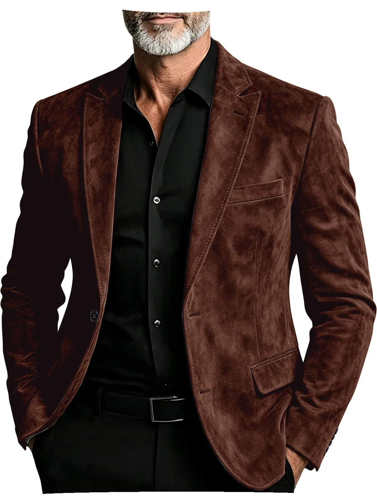 Luxury Men's Suede Blazer Notched Lapel Casual Business Sport Coat Slim Fit Gentleman Formal Wedding Office Suit Jacket Autumn
