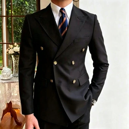 Slim Fit Suit Jacket For Men Double Breasted Peak Lapel One Piece Wedding Blazer Groom Business Male Formal Party Prom Coat Top