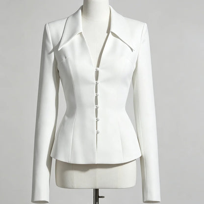 2026 New2Pcs Outfit, Slim Cut Deep V Blazer+Mini Skirt, Structured Shoulder, Elegant Suit for Club Date Cocktail Party